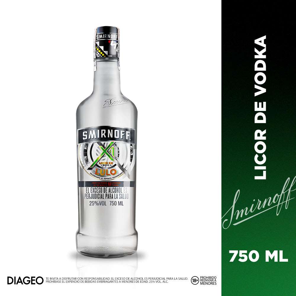 Smirnoff x1 Lulo Vodka Saborizado Listo para Tomar 750 ml