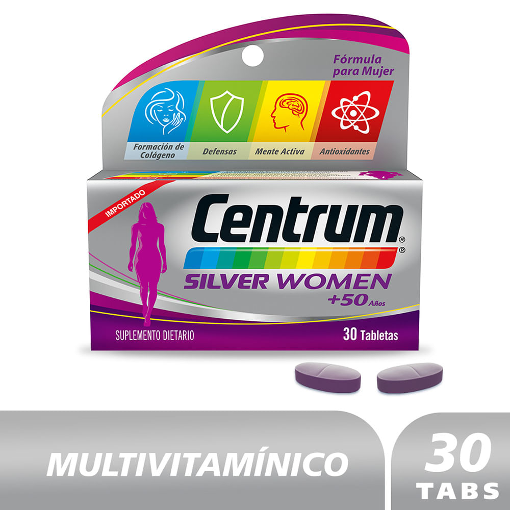 Suplemento Dietario Centrum Silver Women +50 años Energía y Defensas x30Tabs