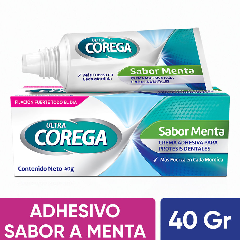 Crema adhesiva Corega para prótesis Dental sabor menta x40g