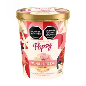 Helado Popsy gourmet cremoso vainilla fresa x1l