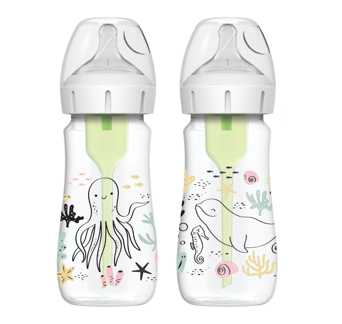 Set 2 Teteros Dr. Brown's Option+ BA 9oz decorado Oceano