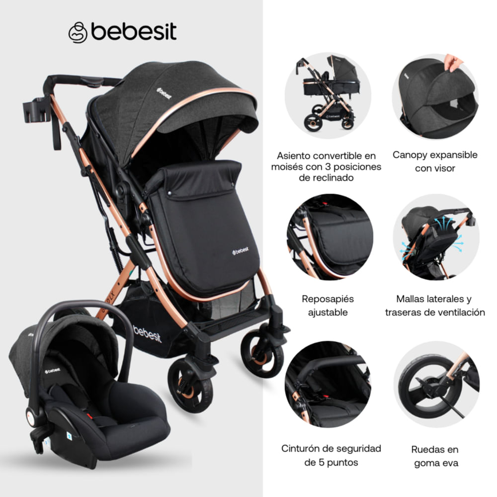 Coche Travel System Gold Lx Bebesit Negro