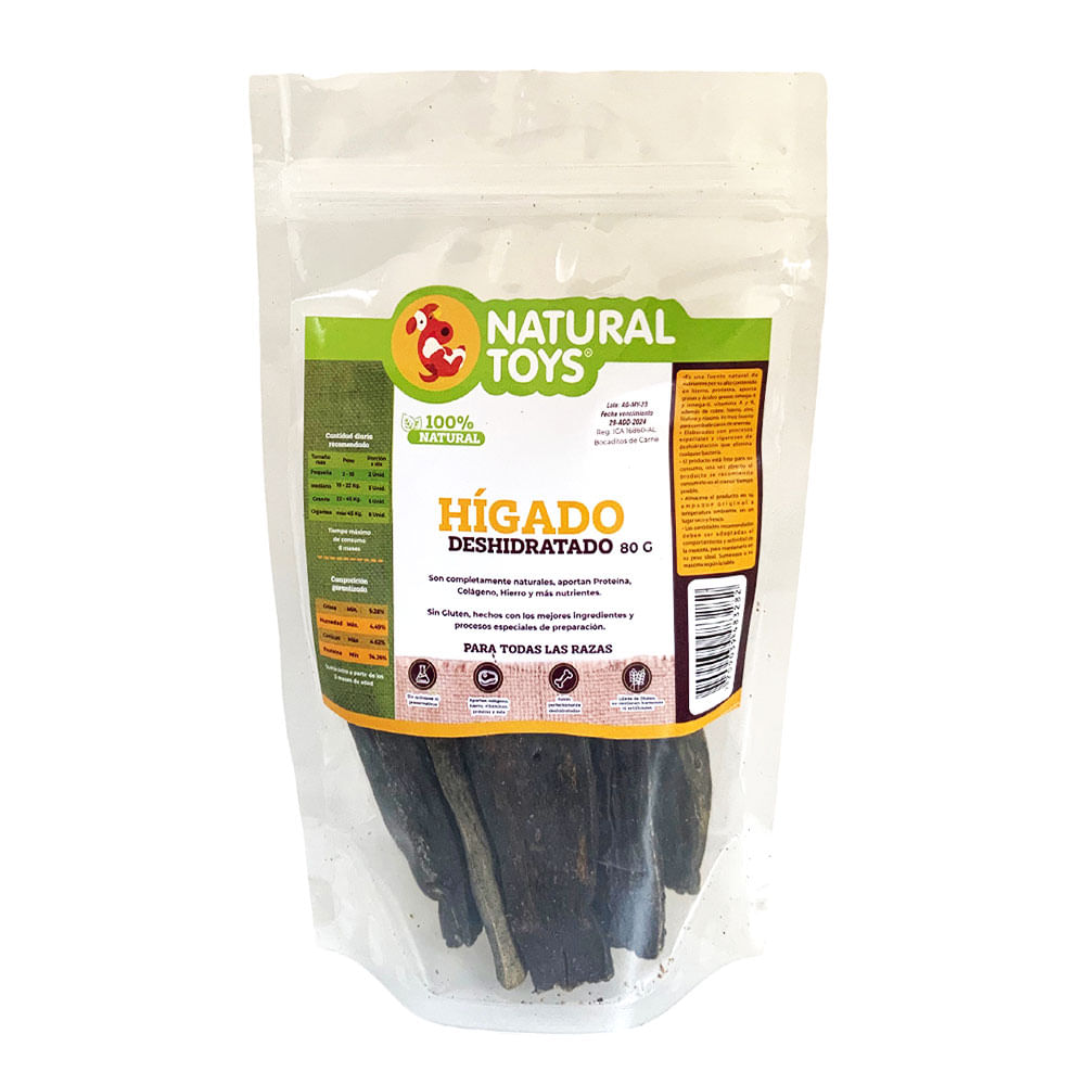 Snack Para Perro Natural Toys Hígado De Cerdo Deshidratado x80g