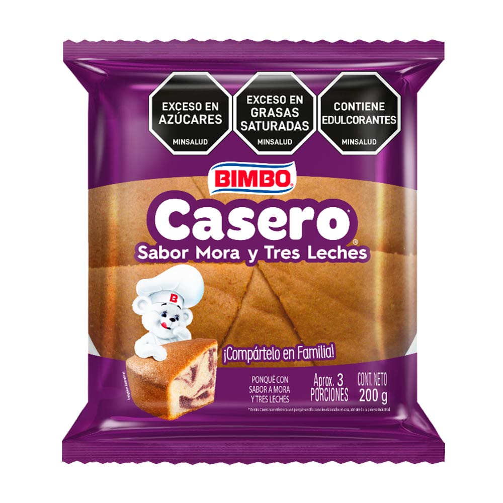 Ponqué Bimbo Casero Mora Tres Leches x200g