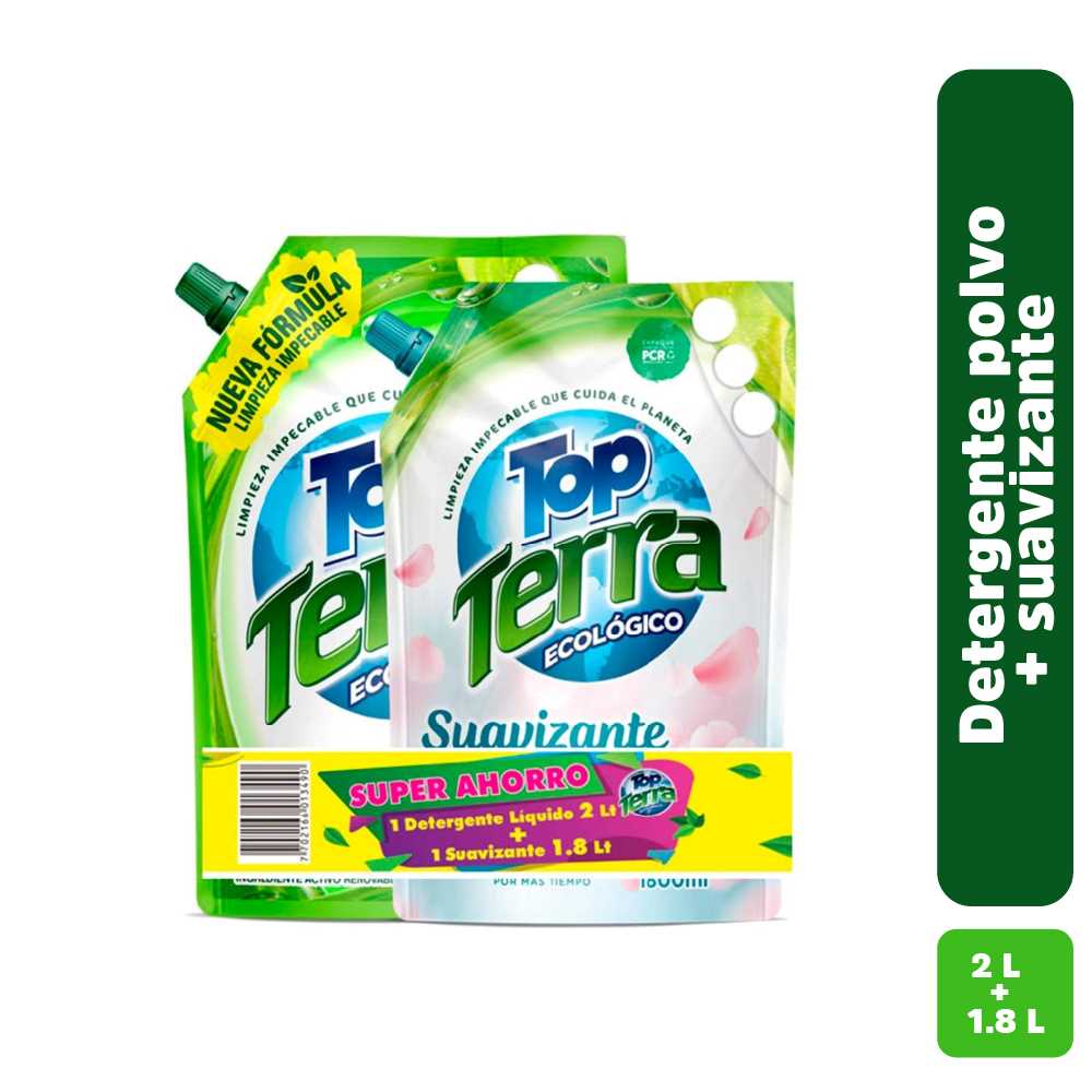 Detergente Top terra líquido x2L + suavizante x1.8L