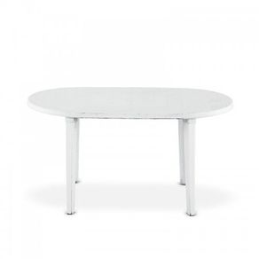 Mesa 140 cm x 80 cm Ovalada Plástico Blanco