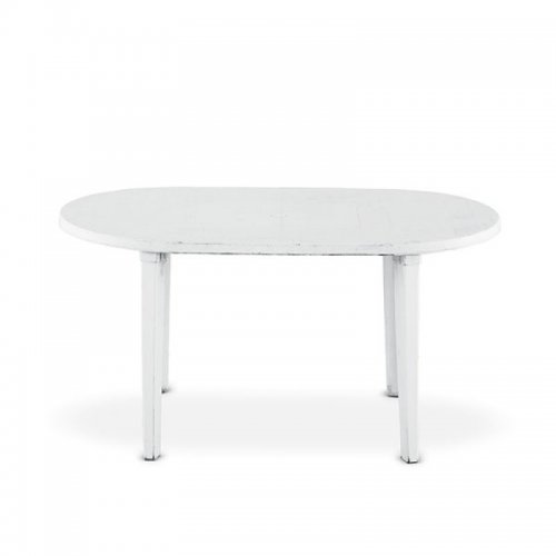 Mesa 140 cm x 80 cm Ovalada Plástico Blanco