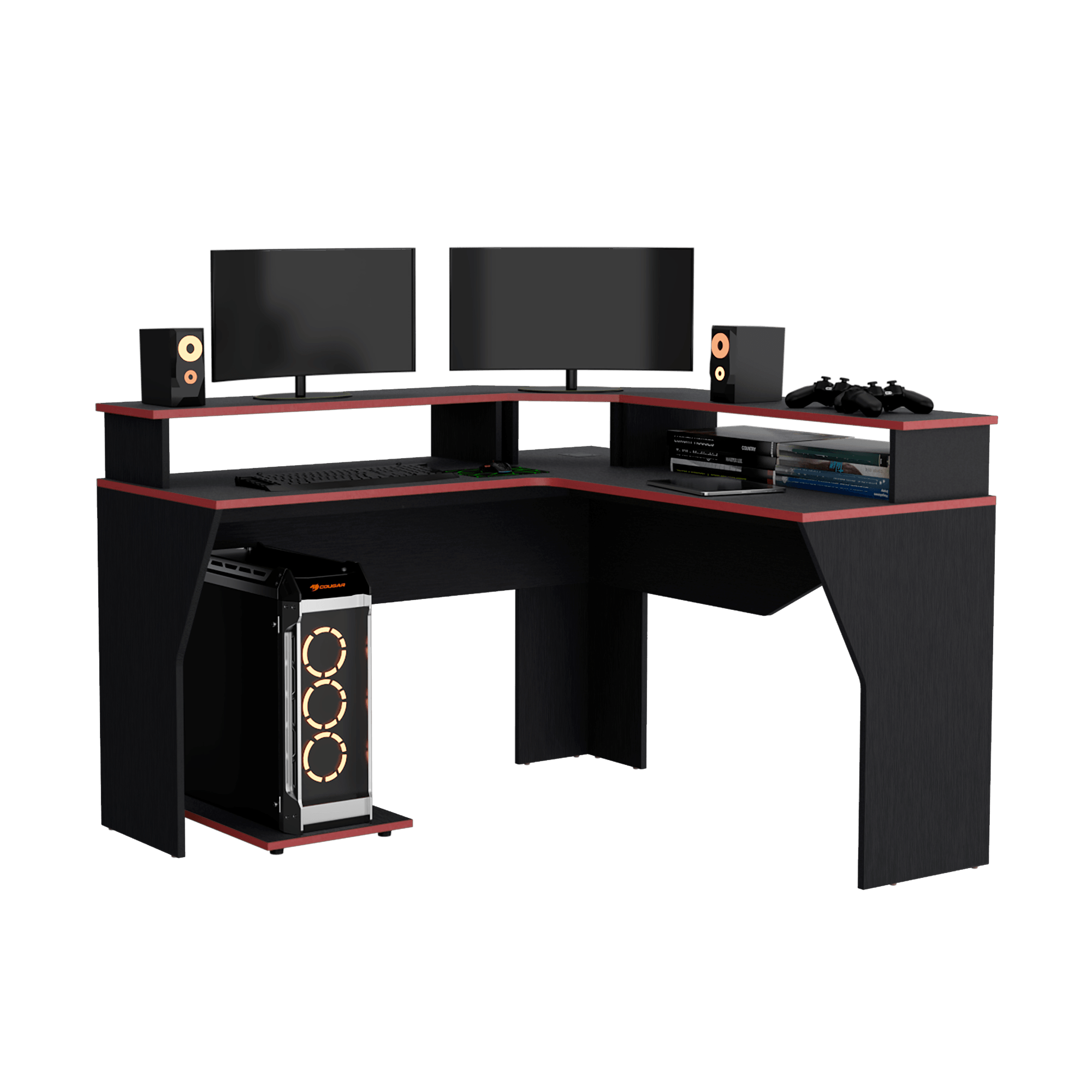 Escritorio Gamer Guma 88 X 128 Homecollection Wengue Rojo