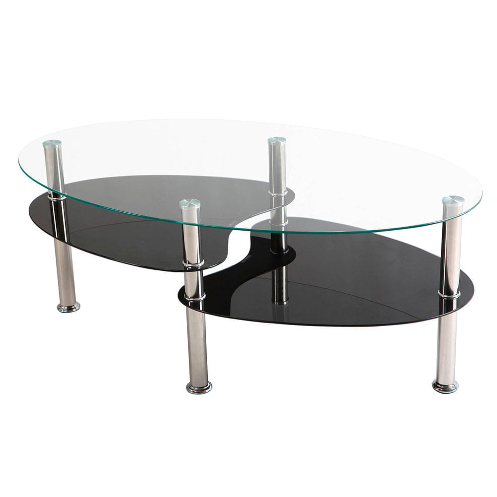 Mesa de Centro Elipse 100x60x42 Clear/Negro