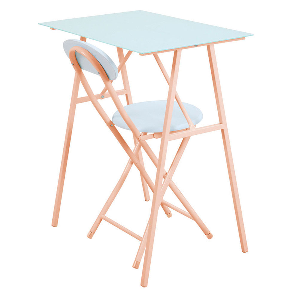 Mesa + silla basic blanco/rosado M+Design