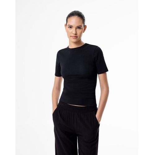 Camiseta Manga Corta En Algodón Femenino Laguy Gef Talla M Negro