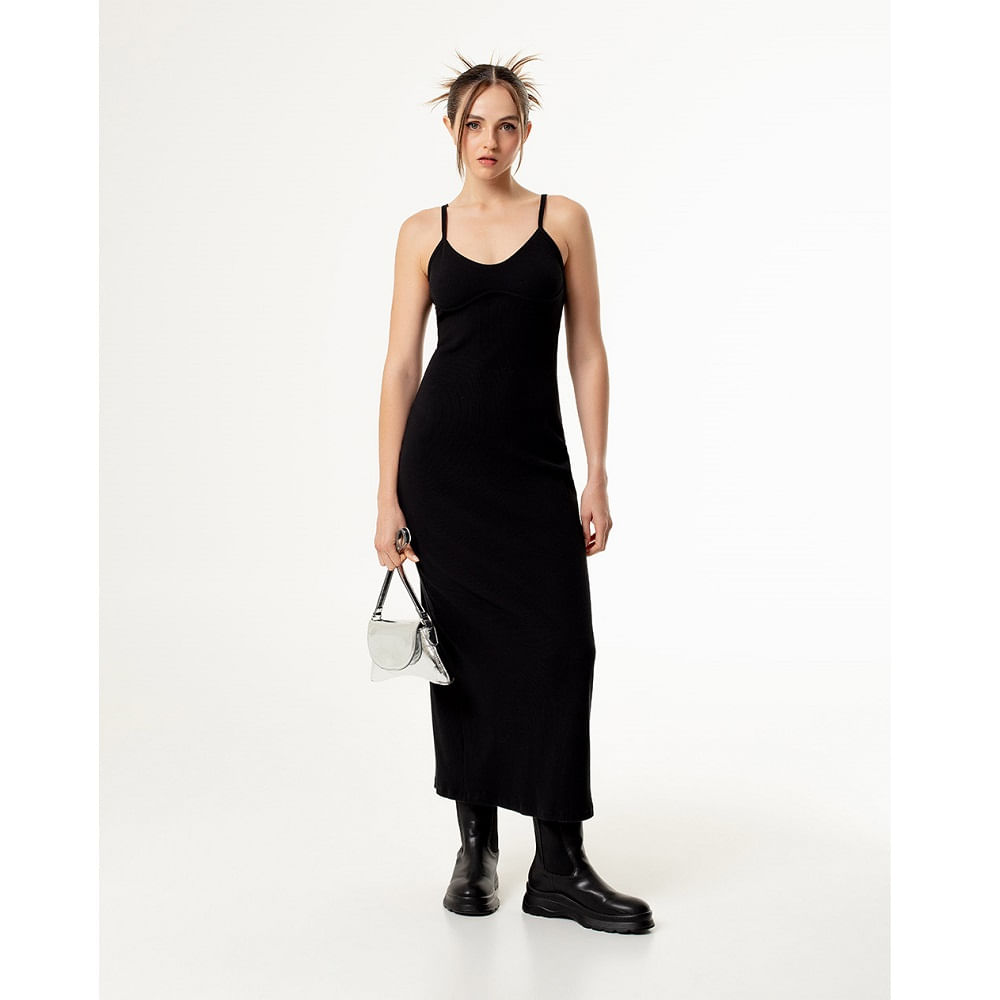 Vestido Largo De Tiras Ajustables Femenino Joji Gef