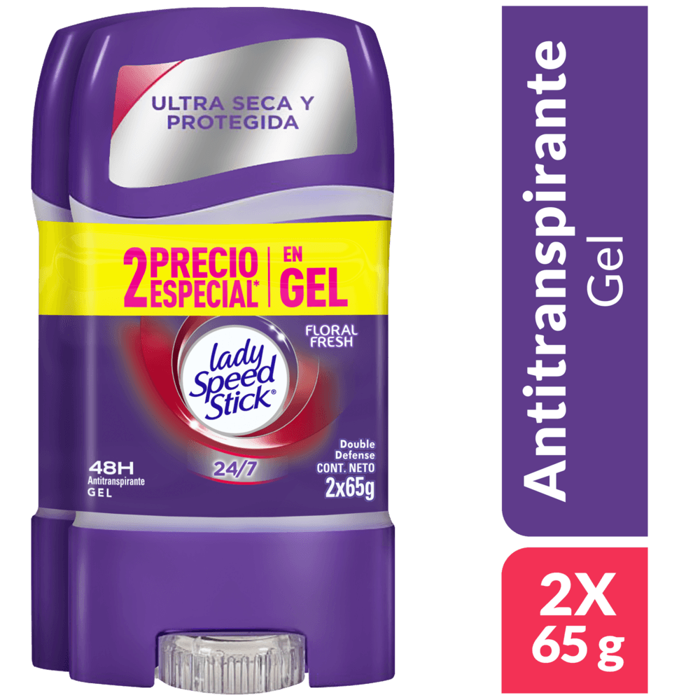 Desodorante Mujer Lady Speed Stick Gel Double Defense Floral x65g