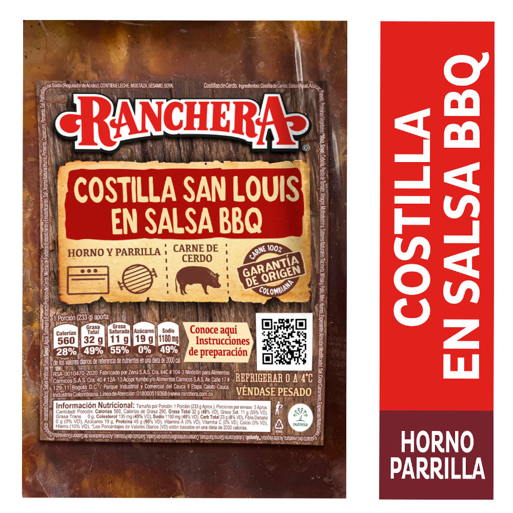 Costilla Ranchera St Louis En Salsa Bbq