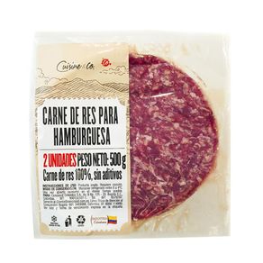 Carne de Res Para Hamburguesa Cuisine&Co 2 Un 500g
