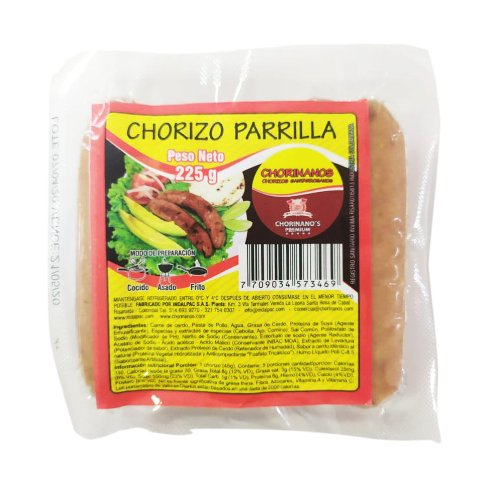 Chorizo Parrilla Chorinanos x5 Und x225grs