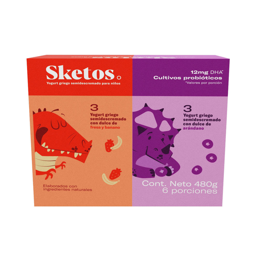 Yogurt griego Sketos Kids surtido x6und x80g c-u