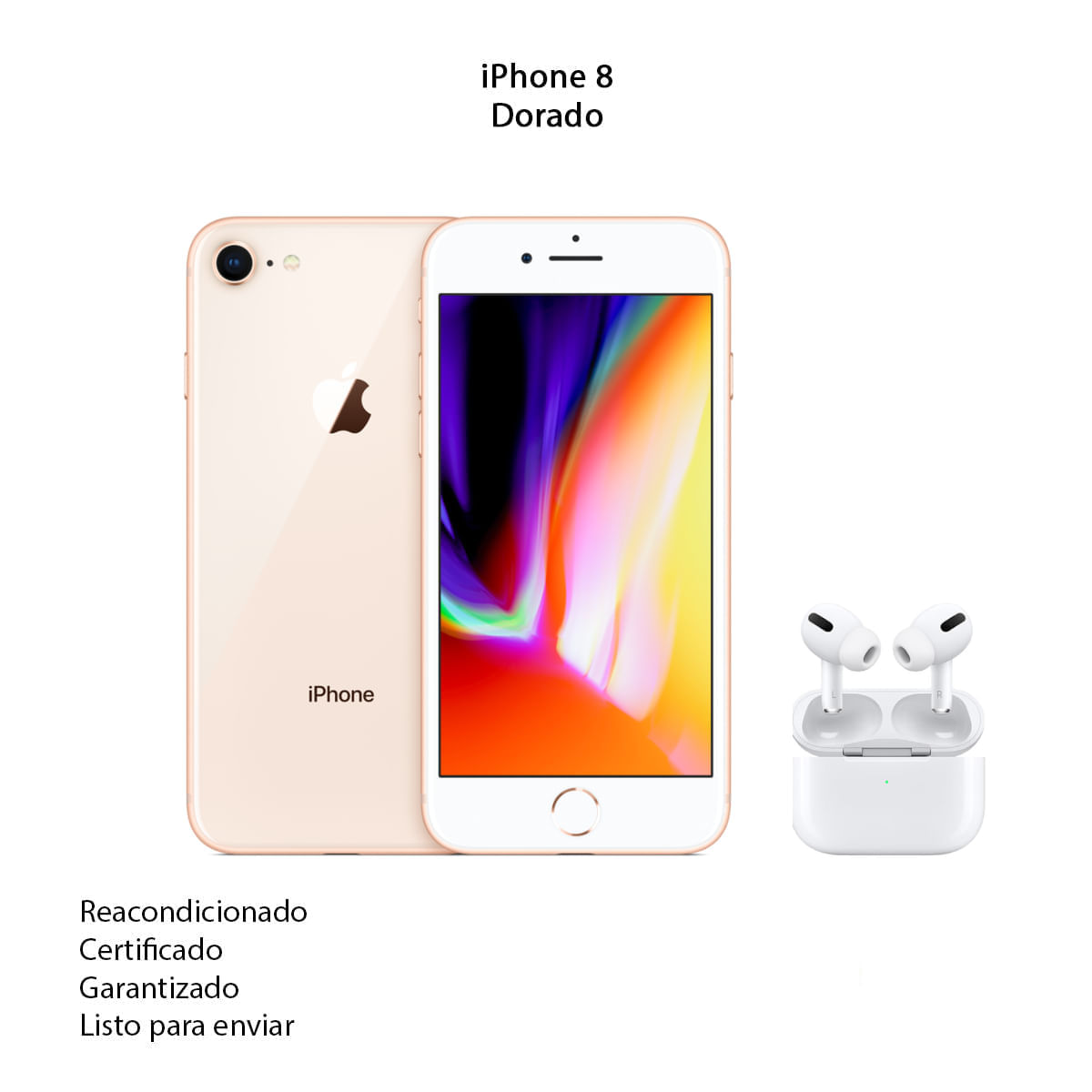 Celular iPhone 8 de 64Gb Reacondicionado Oro+ AirPods Pro 2 Genericos