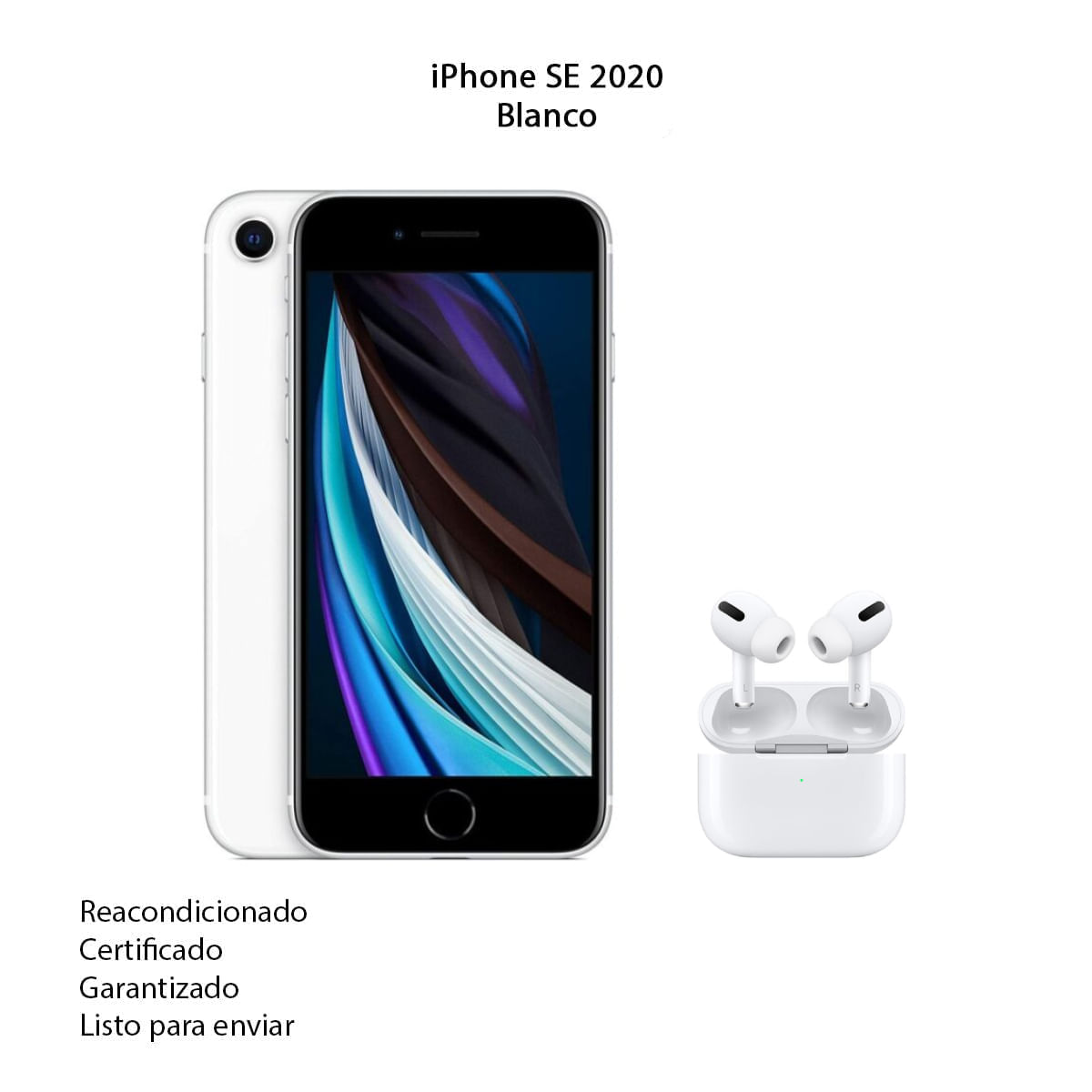 Celular iPhone SE 2020 de 128Gb Reacondicionado blanco + AirPods Pro 2 Genericos