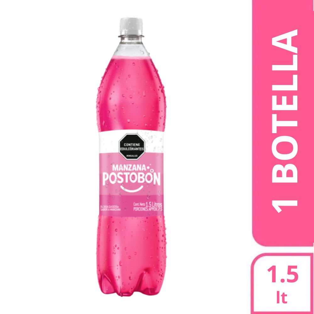 Gaseosa manzana Postobón cero calorías x1,5Litros