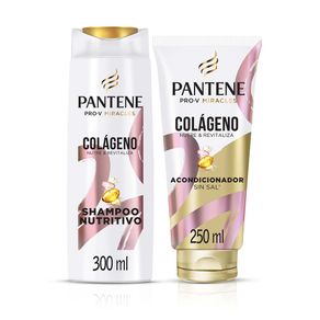 Pack Shampoo sin Sal 300ml + Acondicionador sin Sal Pantene Colágeno 250ml