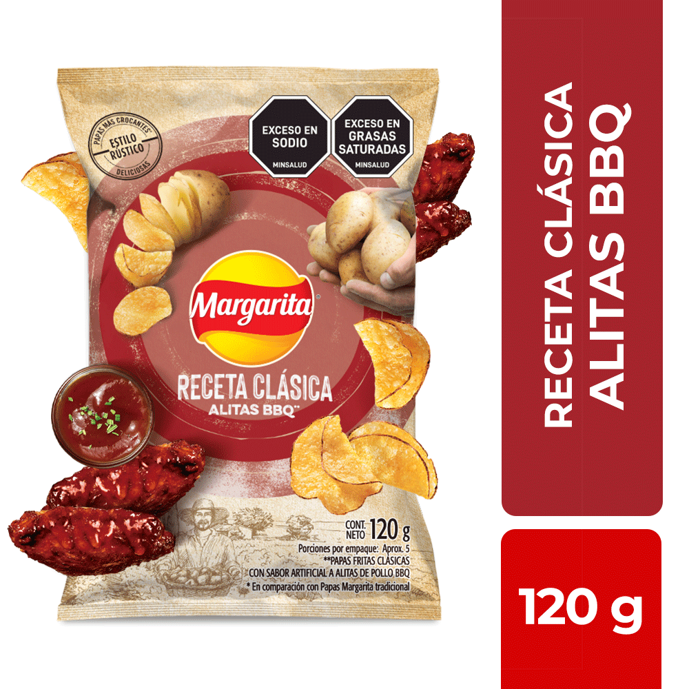 Papas Fritas Margarita Receta Clásica Alitas Bbq X120g