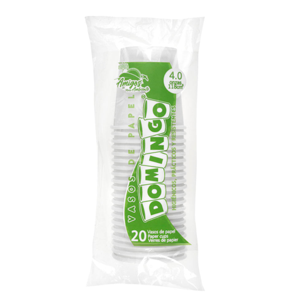 Vaso Plástico Blanco 4 Oz Domingo
