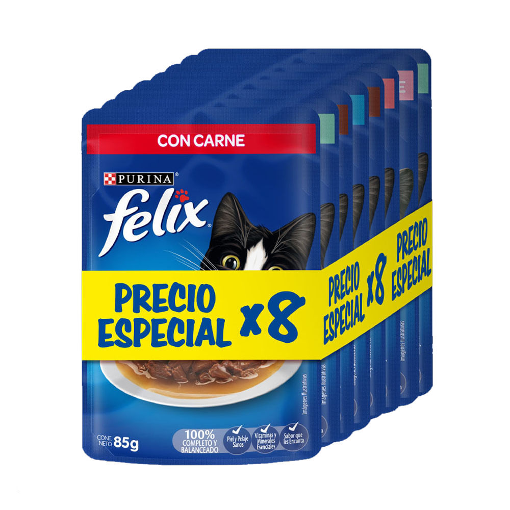 Comida Húmeda para Gatos Purina Felix x8 Sobres