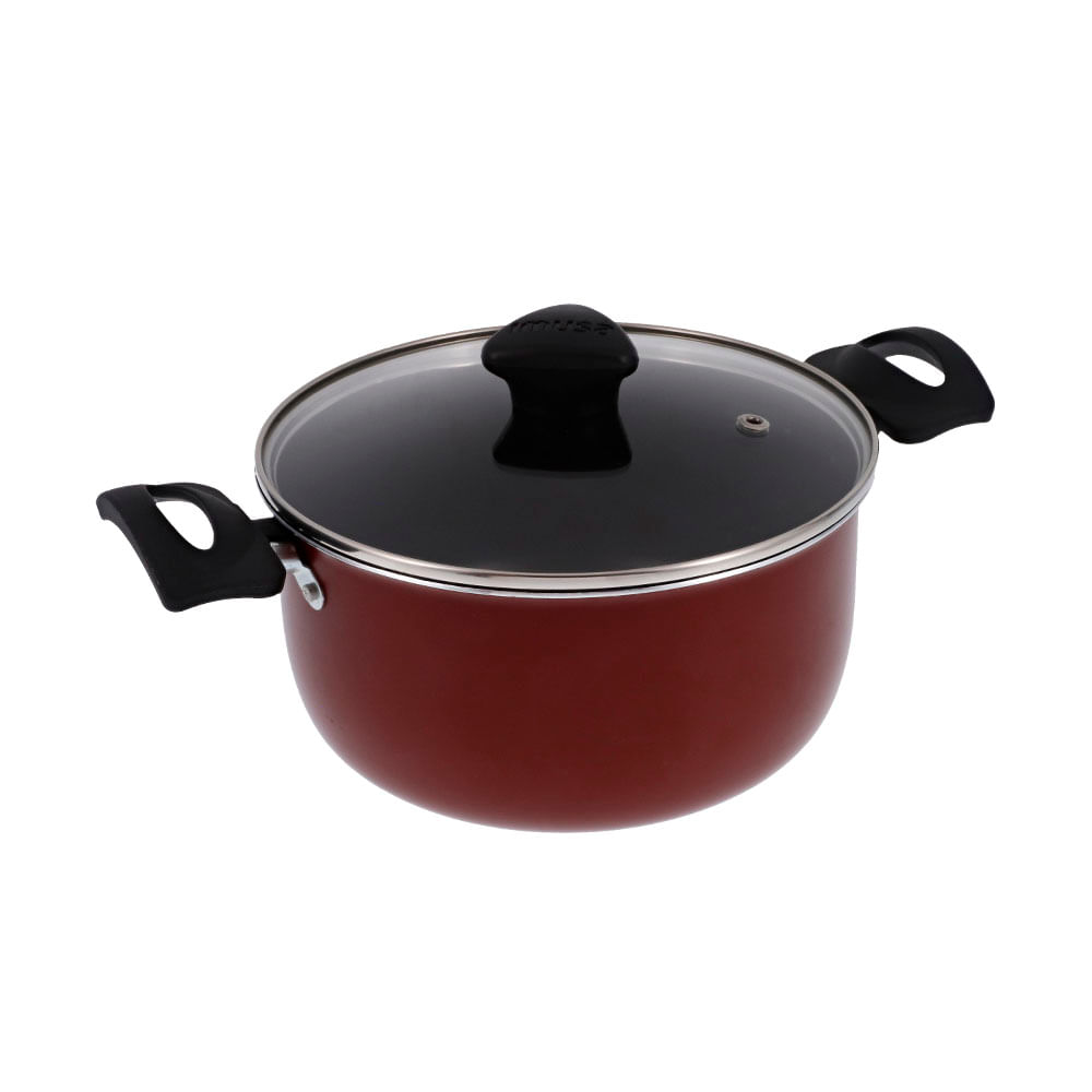 Olla imusa tapa vidrio  colors rojo 20cm