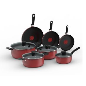 Bateria imusa tapa vidrio  colors rojo 11 piezas