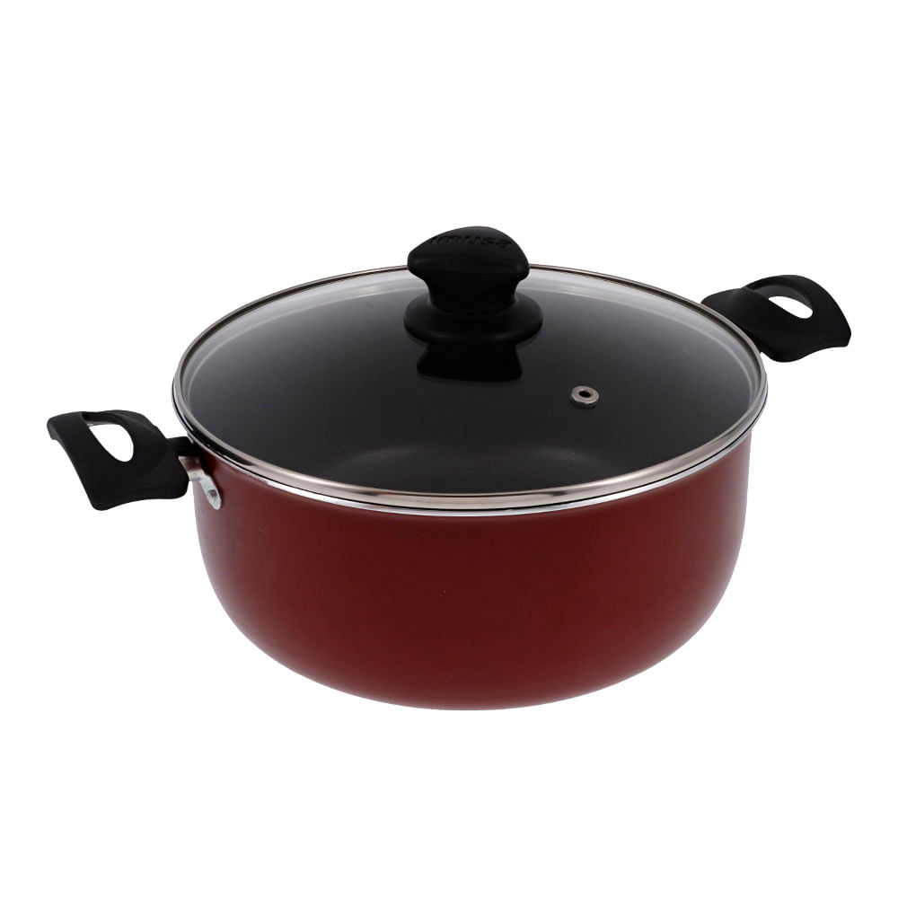 Olla Tapa Vidrio 24cm Imusa Colors Rojo 0239300