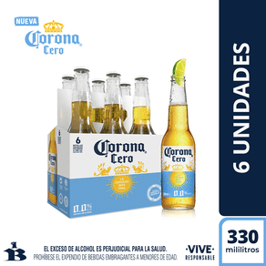 Cerveza corona cero sixpack botx330ml
