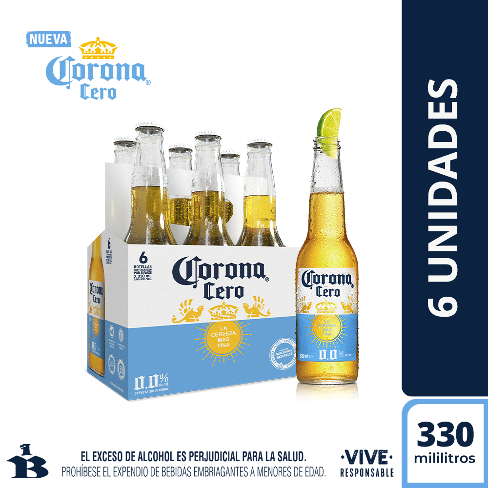 Cerveza corona cero sixpack botx330ml