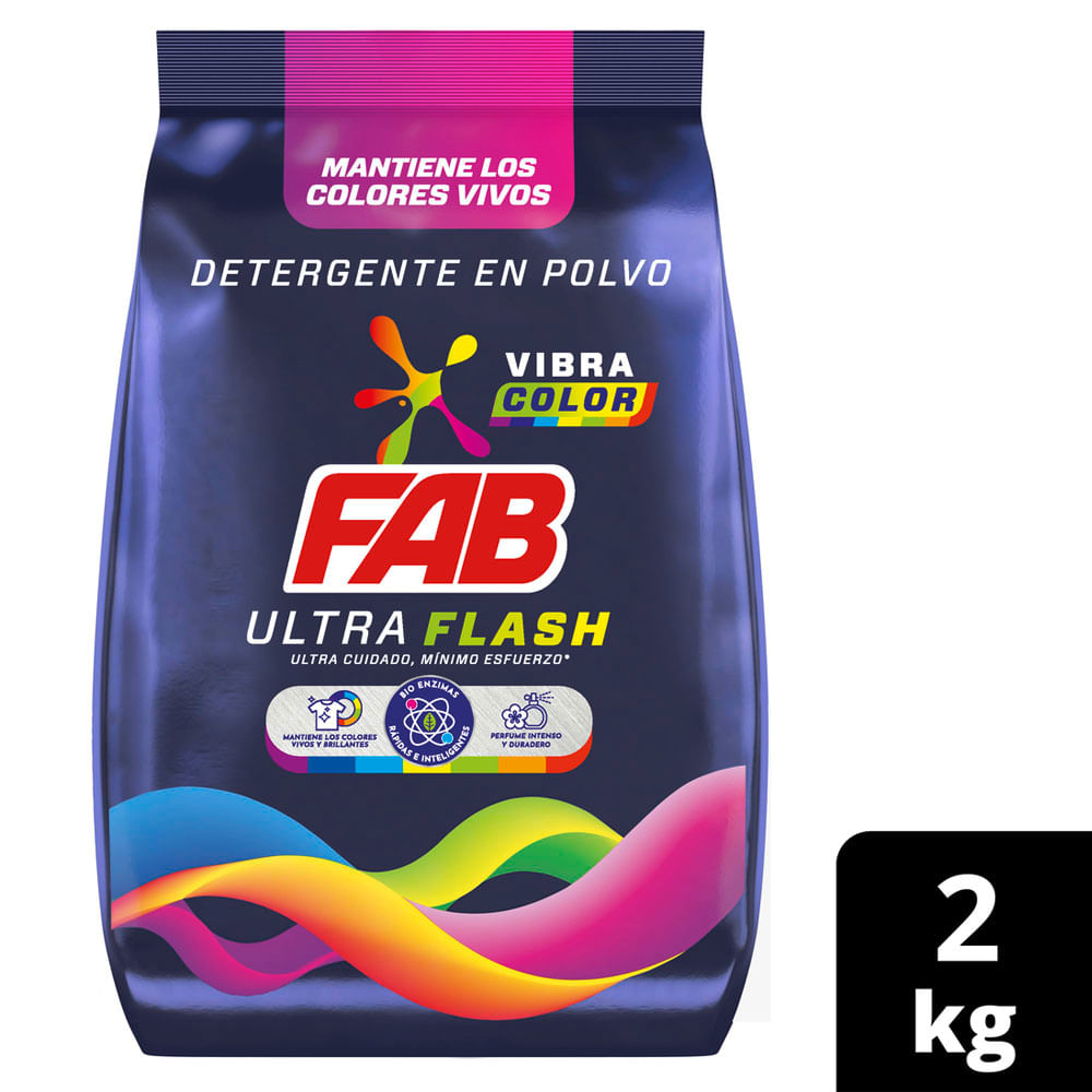 Detrgente Fab Ultra Flash Vibra Color en Poltvo 2kg