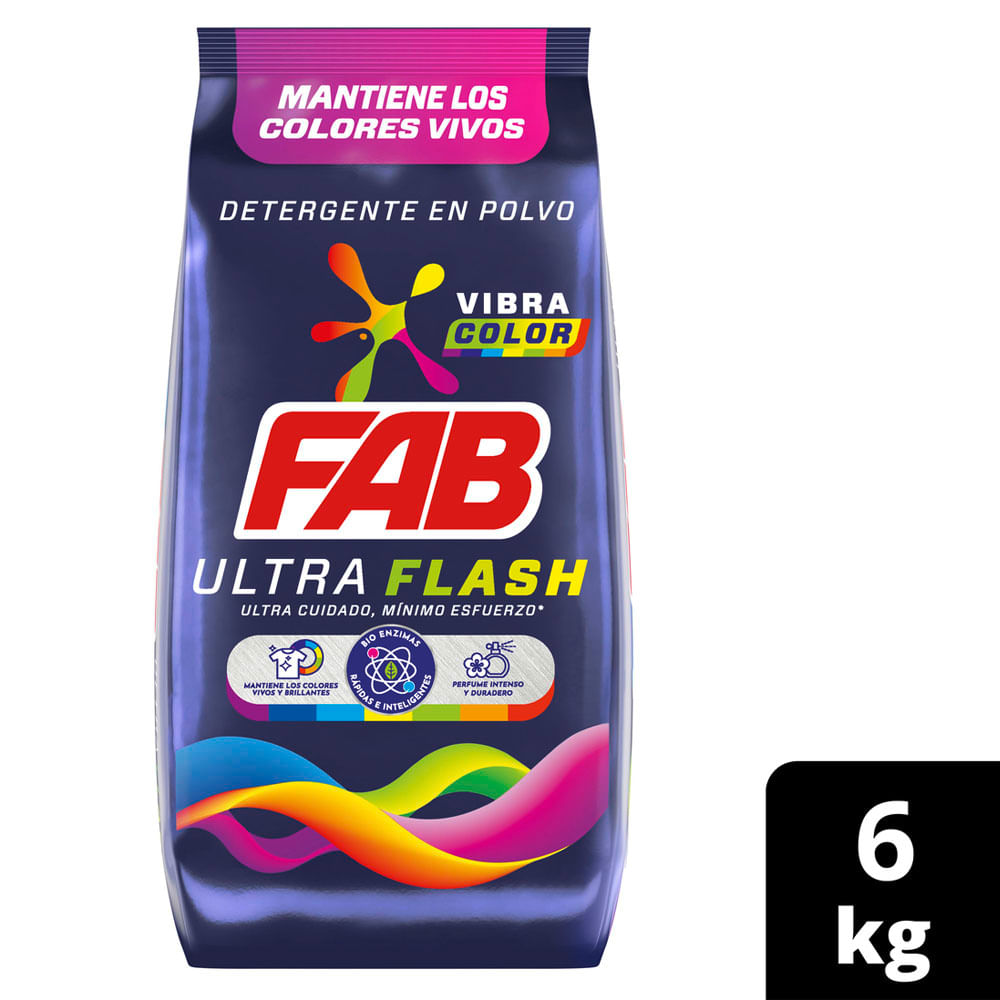 Detrgente Fab Ultra Flash Vibra Color en Poltvo 6kg