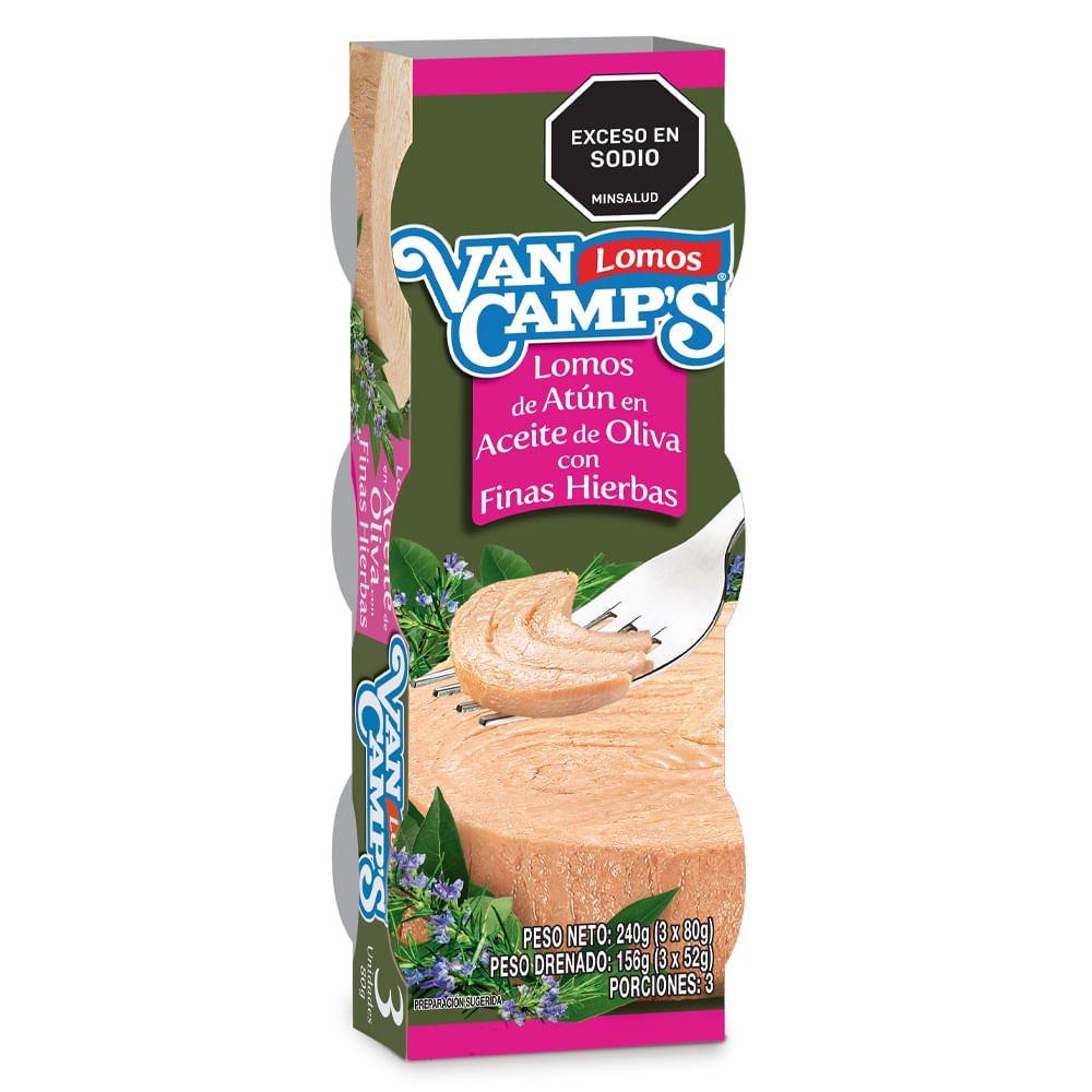 Atún Van Camps lomitos aceite oliva finas hierbas 3 unidades x80g c/u