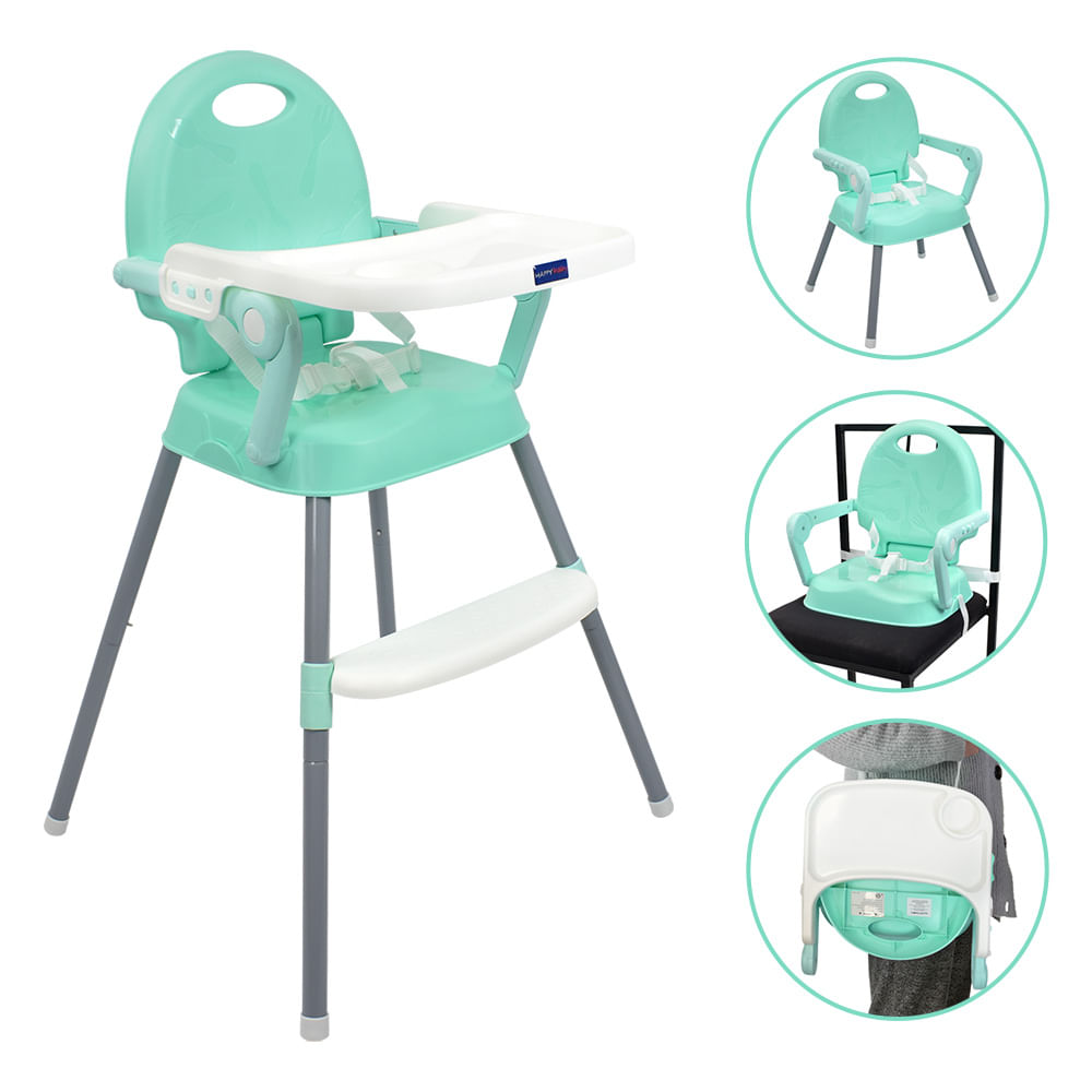 Silla Comedor Bebe 3 en 1 Verde Cp70000 Happy Baby