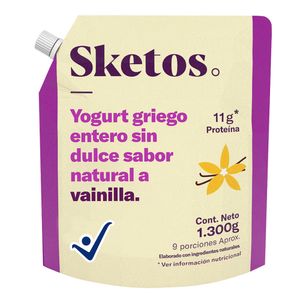 Yogurt Griego Sketos Entero Sabor Vainilla 1300g