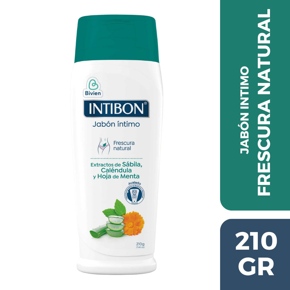 Jabón intimo Intibon extractos de sábila, caléndula y hoja menta x210g