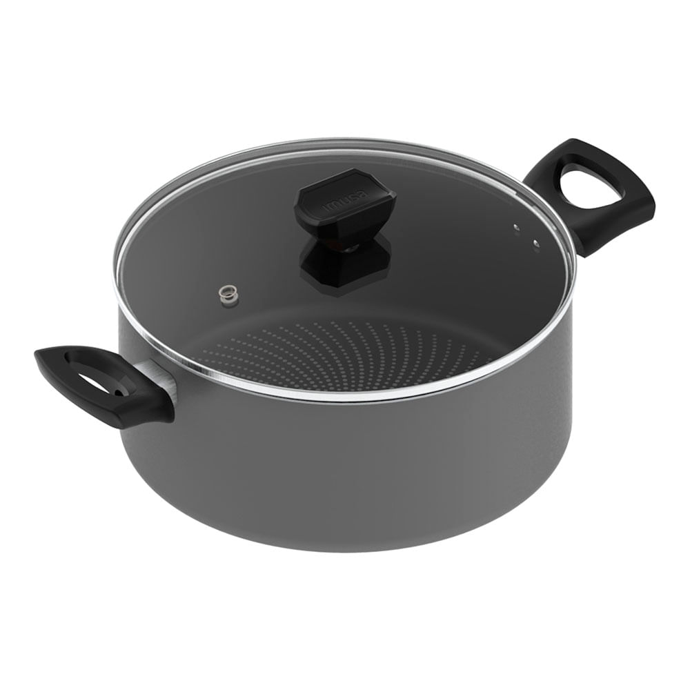 Olla Tapa Vidrio Hard Titanium Imusa 24cm