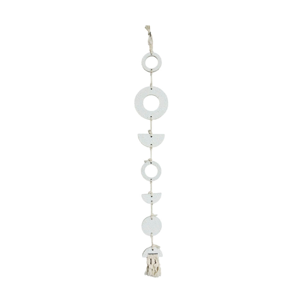 Móvil Círculos Macramé Marres Madera Blanco Alma 10x75 Cm