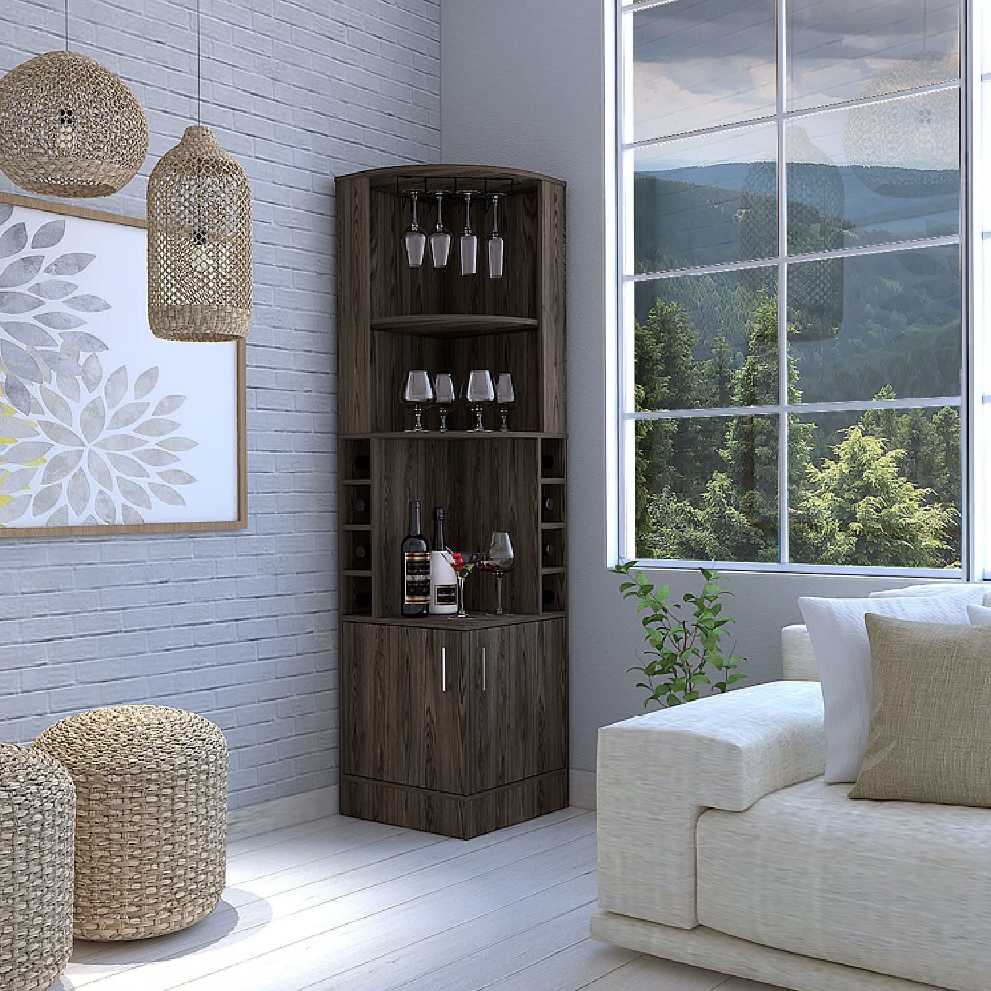 Mueble de Bar Esquinero Braz Bertolini Color Coñac