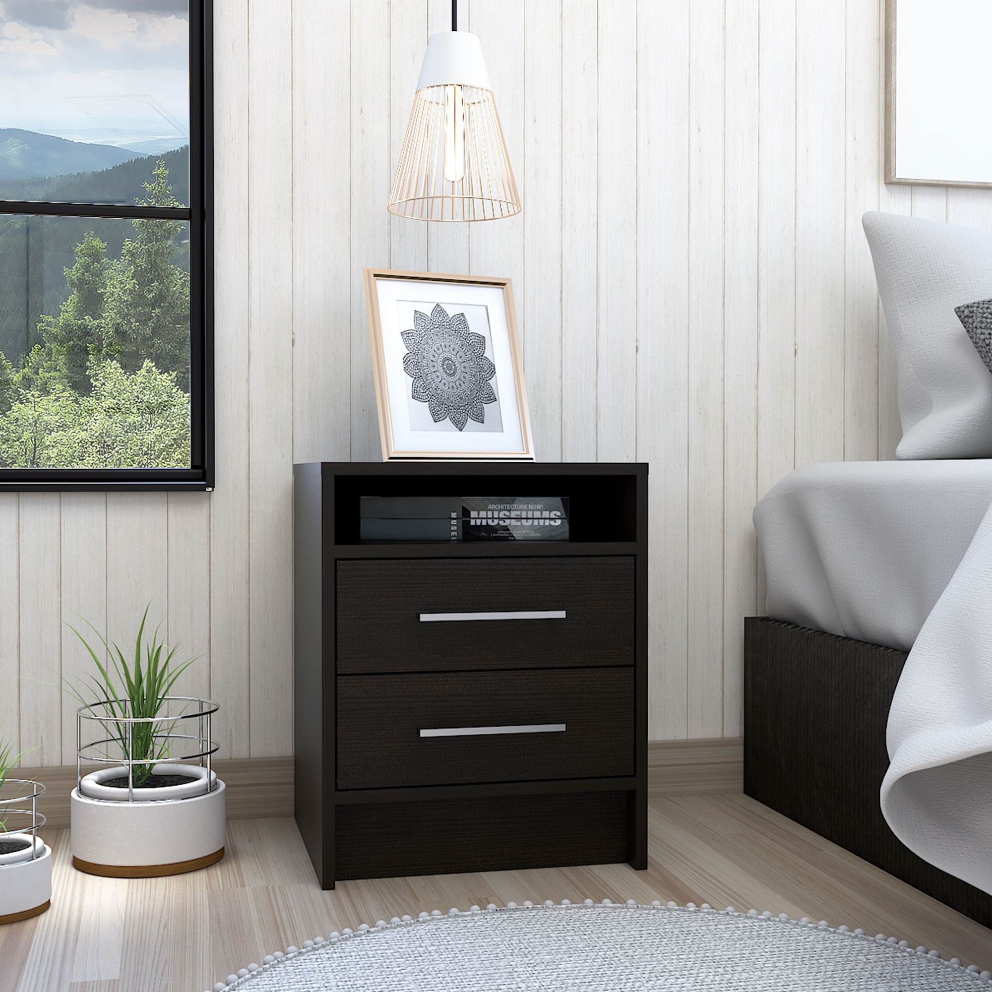 Mesa de Noche Auxiliar Nordic Bertolini Color Wengue