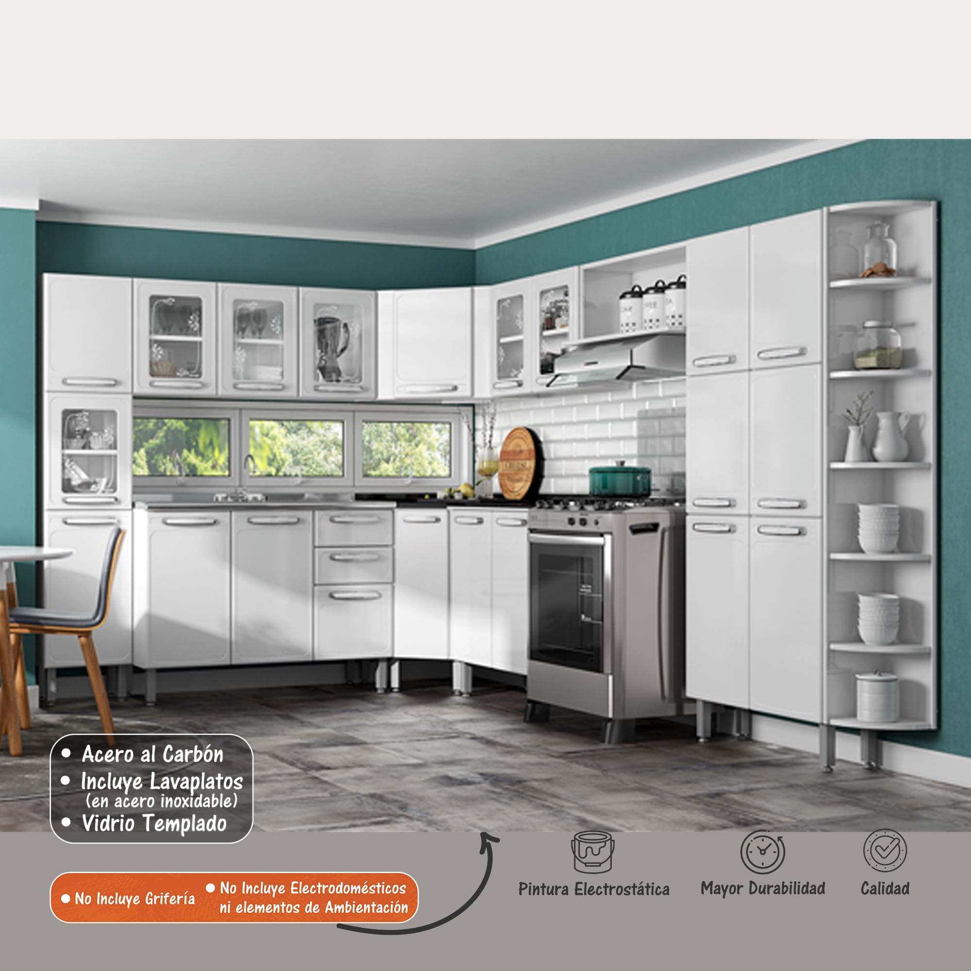 Cocina Integral Evidence Bertolini 2,28x3,34m - Blanco