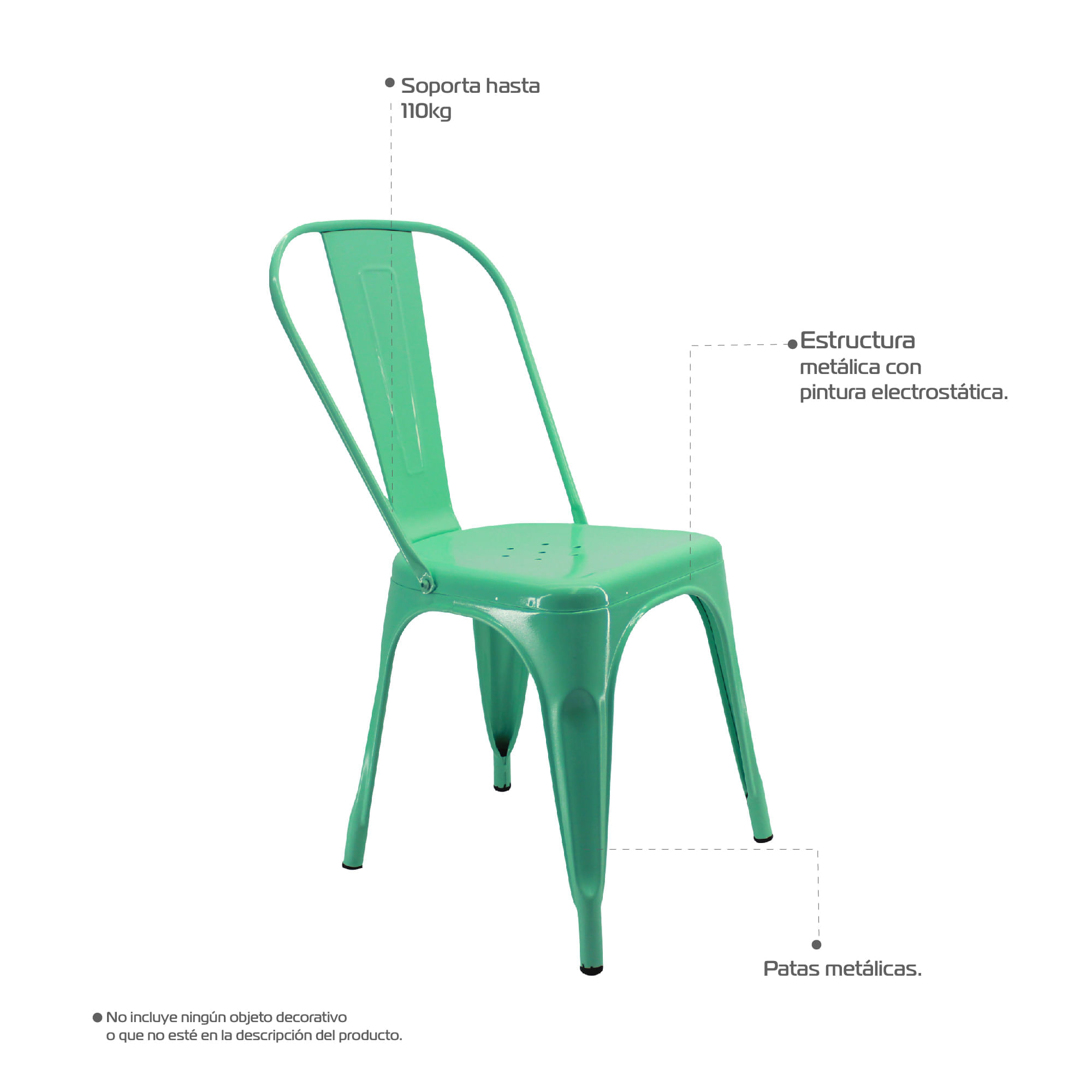 Silla 5NUEVE para comerdor, sala, restaurante Bertolini Color Verde Menta