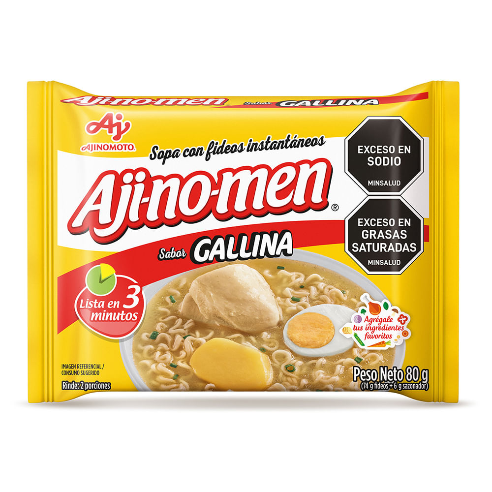 Sopa Ajinomen instantánea fideos gallina x80g