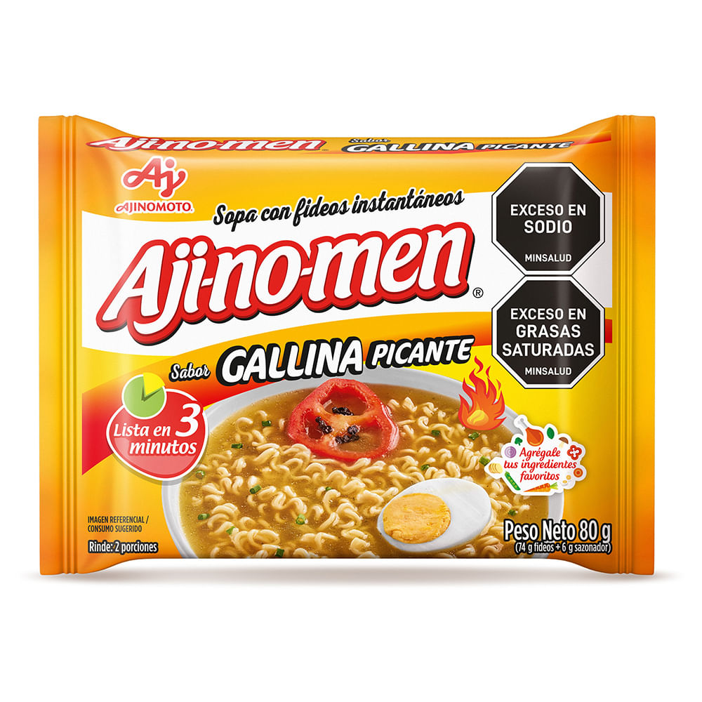 Sopa Ajinomen instantánea fideos gallina picante x80g