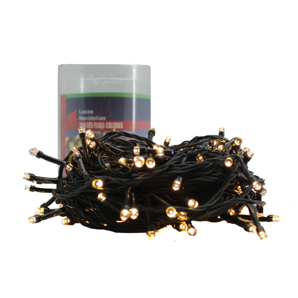 Luz Led Cálida X200 Fijas Cable Verde