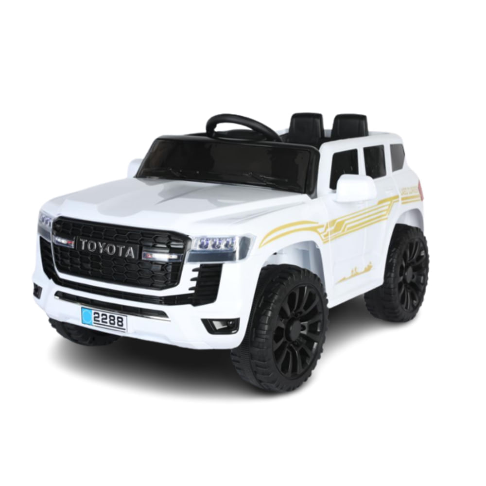 Camioneta Électrica Montable Toyota Lc300 Niños Niñas 2 Asientos Blanco