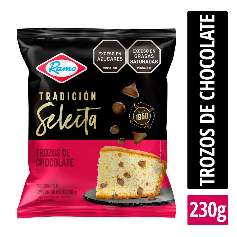 Ponqué trozos chocolate Ramo x230g